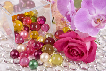 Oil pearls and flowers