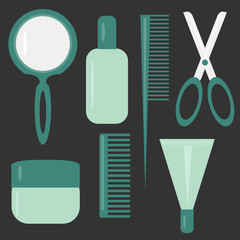 set with hair care objects