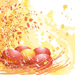 Easter red and yellow eggs © malwa