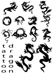 vector illustration iconic dragons (black)