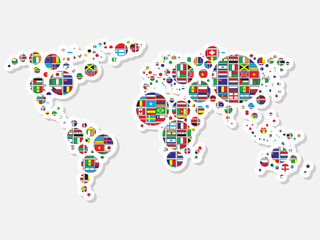 world map with flags