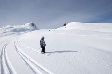 Enfant au ski, Areches, Savoie, Beaufortain, France