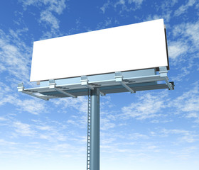 Billboard ad angled outdoor display with sky background