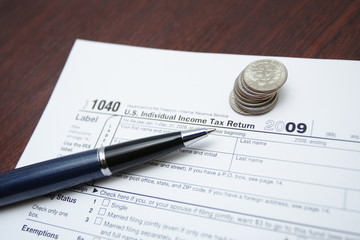 Finance concept with 1040 tax form