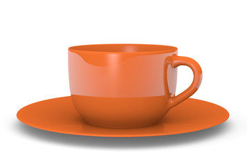 Orange cup with saucer