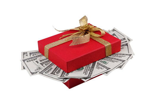 Gift box full of money