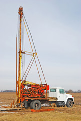 well drilling rig in the countryside