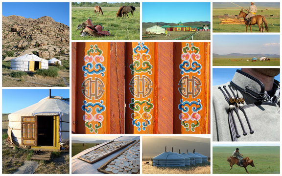 Yourtes et steppe en Mongolie