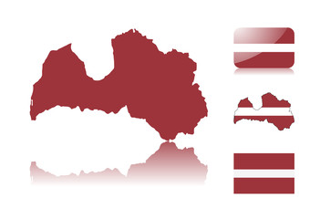 Latvian map and flags
