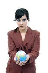 young pretty woman with Earth