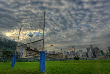 rugby goalposts in HDR.