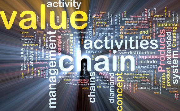 Value chain word cloud glowing