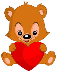 Cute valentine's teddy bear holding a big heart