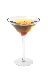 Rob Roy or Manahattan cocktailon a white background