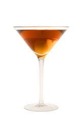 Rob Roy cocktail or Manhatten cocktail on a white background