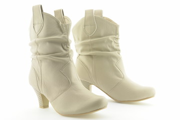 Bottines beiges  en cuir