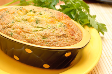 home casserole with cheese and herbs