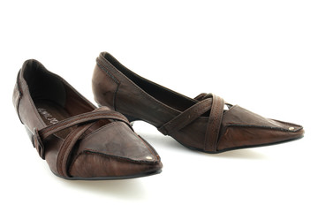 Escarpins a petites talons marrons en cuir