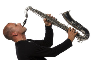 Fototapeta na wymiar Man with saxophone