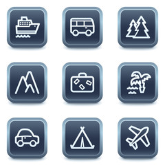 Travel web icons set 1, mineral square buttons series