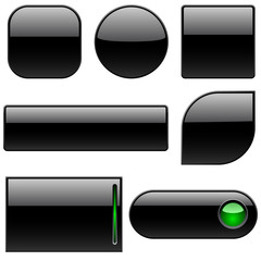 Blank black plastic buttons for web sites.