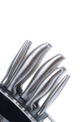 Set of kitchen knifes isolated on white