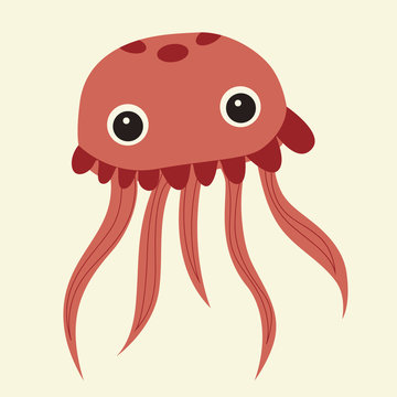 vector cute pink jellyfish