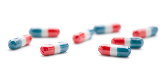 Red White and Blue Gelcaps on White