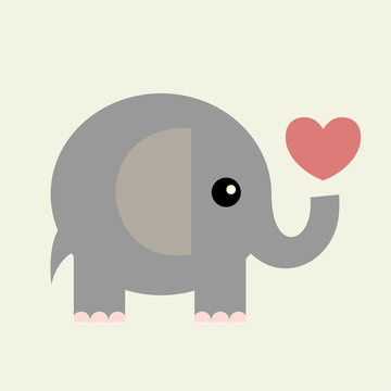 Cute big elephant with heart