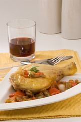 Spanish cuisine. Chicken with peppers.