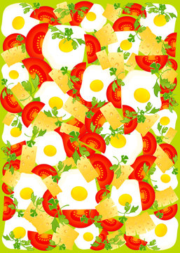 background with appetizing delicious fried eggs