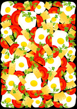 background with appetizing delicious fried eggs