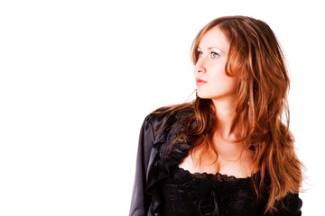 Beautiful charming modest girl in jacket