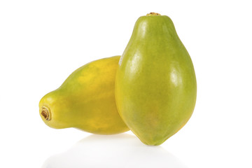 Ripe papayas isolated on a white background