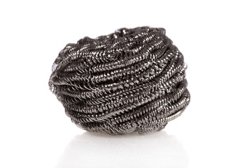 Stainless steel scouring pad isolated on a white background
