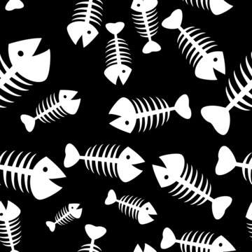 the vector abstract fish skeleton seamless background