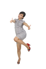 Young woman with two thumbs up