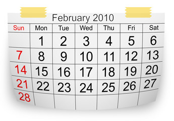calendar February 2010