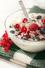 yoghurt with cereal and wild berries