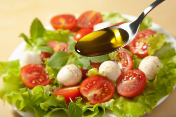 olive oil and salad