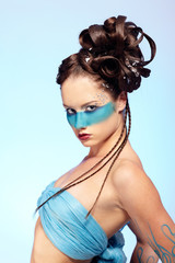 girl's fantasy blue body-art