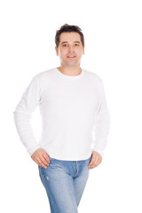 Fototapeta premium Portrait of happy young men over white background