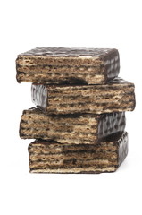 Pieces of chocolate wafer isolated on white