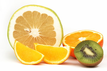 sliced, fresh citrus - grapefruit, orange, kiwi