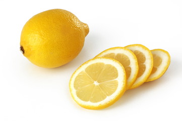 Fresh sliced lemon isolated on white background