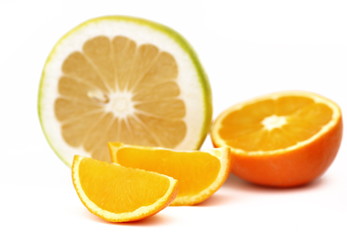 sliced, fresh citrus - grapefruit, orange