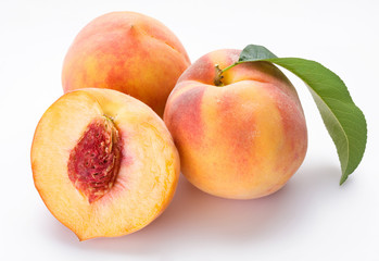 Fototapeta na wymiar peaches on a white background