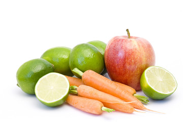 apple, limes and carrots