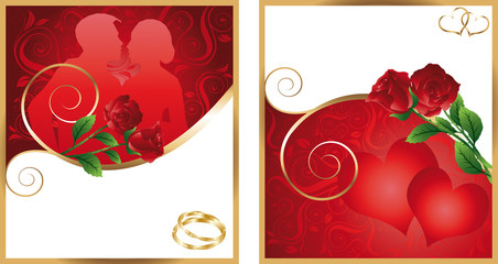 Two invitation cards for wedding, betrothals, valentine day