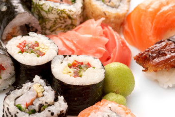 Different types of sushi.